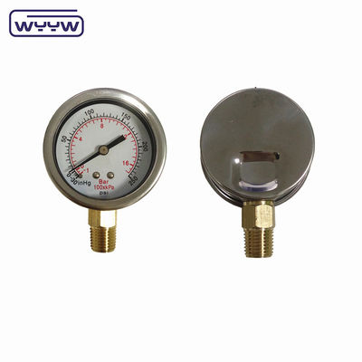 -30inHg Vakuum Compound Gauge Oil Filling Bottom Connection 1/4&quot; Bsp 2&quot; Πυροδιάμετρος
