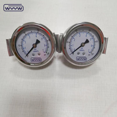 ss304 υδραυλική πρίζα 1/4&quot; bsp 2.5&quot; αξιωτικό μετρητή πίεσης γεμάτο υγρό