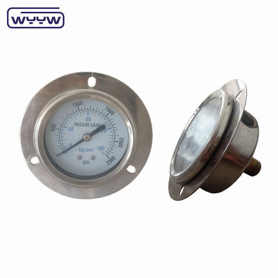 Έγκριση CE 63mm EN837-1 διπλή κλίμακα μετρητή πίεσης γεμάτη με ελαιόλαδο γλυκερίνης με μπροστινή φλάντσα