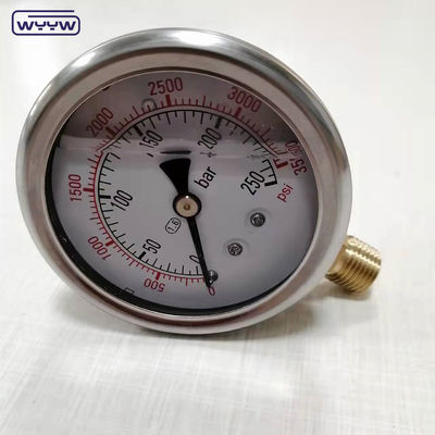 Υδραυλικά υγρά γεμάτα γλυκερίνη 100mm κάτω 3/8&quot; BSP 1/2&quot;G μετρητές πίεσης EN837-1