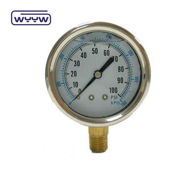 EN837-1 Γλυκερίνη 63mm 1psi 0- 600 Psi Npt 1/4 μετρητής πίεσης γεμάτος λάδι