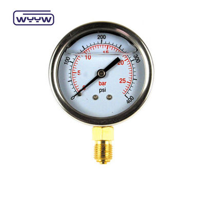 EN837-1 Γλυκερίνη 63mm 1psi 0- 600 Psi Npt 1/4 μετρητής πίεσης γεμάτος λάδι
