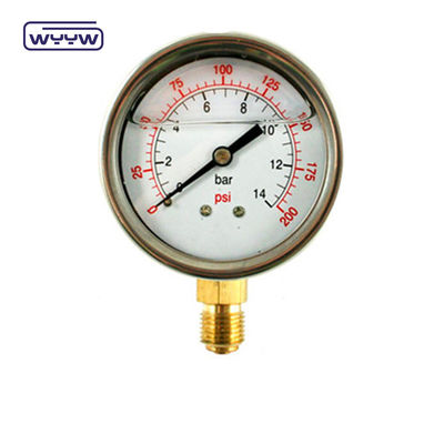 EN837-1 Γλυκερίνη 63mm 1psi 0- 600 Psi Npt 1/4 μετρητής πίεσης γεμάτος λάδι