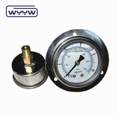 Αντίσταση στην πρόσκρουση ακριβής 150 Psi υδραυλική μετρητής πίεσης πετρέλαιο 400 bar με μπροστινή φλέβα