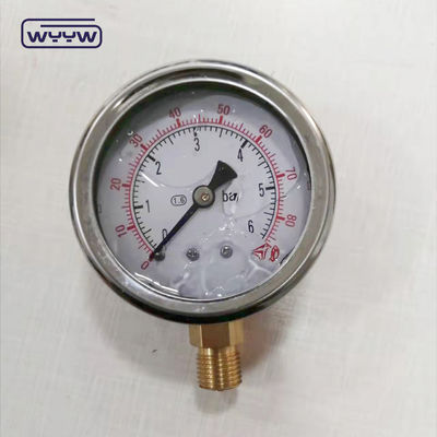 Υψηλής ποιότητας μπρούντζινη σύνδεση 1/4 &quot;BSP Double Scale Bar Psi EN837-1 Accurac 1.6 υγρό γεμάτο μετρητή πίεσης
