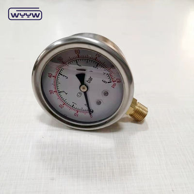 Υψηλής ποιότητας μπρούντζινη σύνδεση 1/4 &quot;BSP Double Scale Bar Psi EN837-1 Accurac 1.6 υγρό γεμάτο μετρητή πίεσης
