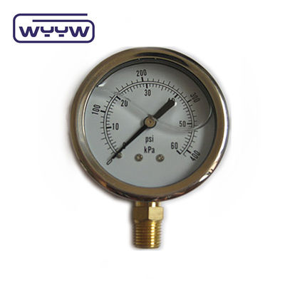 Υψηλής ποιότητας μπρούντζινη σύνδεση 1/4 &quot;BSP Double Scale Bar Psi EN837-1 Accurac 1.6 υγρό γεμάτο μετρητή πίεσης