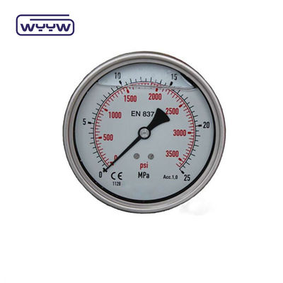 63mm EN837-1 υδραυλικό νερό 0-10bar /psi άξιο εισόδου λάδι γλυκερίνη γεμάτο μετρητή πίεσης 2,5 &quot;μανόμετρο