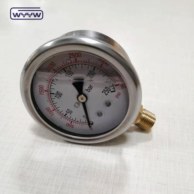 Προσαρμόσιμο 1/4 BSPT Βότανο σύνδεση Vakuum Oil γεμάτο μετρητή πίεσης Ακατέργαστη βιομηχανική μετρητή υψηλής πίεσης αερίου