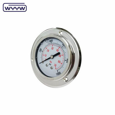 Φλάντζης 63 mm διπλής κλίμακας ανθεκτικής σε σοκ βαθμίδας 2,5% μετρητή μανόμετρου ακρίβειας υδραυλικού μετρητή πίεσης 16 bar