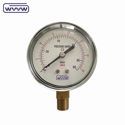 μαύρο χάλυβα 1/4&quot;npt β.σ.π. χάλκινο νήμα ακτίνα ακρίβεια 1,6 μανόμετρος χαμηλής πίεσης αέρα 60mbar μετρητής πίεσης