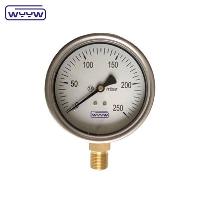 Κίνα εργοστάσιο κάψουλα μετρητή πίεσης 100mm mbar ss περίπτωση μπρούντζο σύνδεση 1/2 &quot;bsp cmh2o χαμηλής πίεσης μετρητή