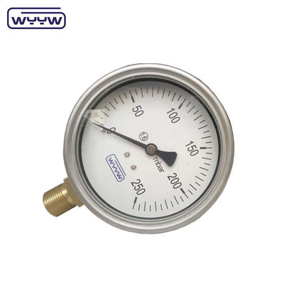 Κίνα εργοστάσιο κάψουλα μετρητή πίεσης 100mm mbar ss περίπτωση μπρούντζο σύνδεση 1/2 &quot;bsp cmh2o χαμηλής πίεσης μετρητή