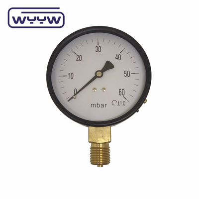 Μάνιομετρητής χαμηλής πίεσης SS 63mm InH2O Δοκιμαστή πίεσης WC Mbar Δοκιμαστή πίεσης Bellows