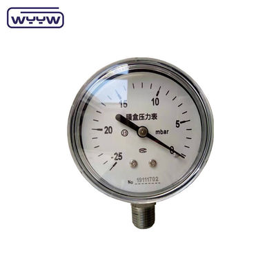MMWC &amp; Mbar 63mm Κεψούλα μετρητή πίεσης Manometer υλικό από ανοξείδωτο χάλυβα