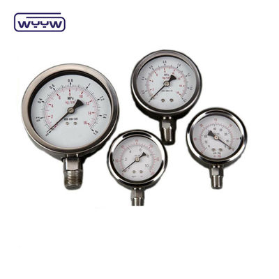 63mm Διαμέτρου ± 2,5% Ακριβότητα Τάξη Όλα τα αντηχούχα χάλυβα μετρητή πίεσης Δέχεται OEM υπηρεσία