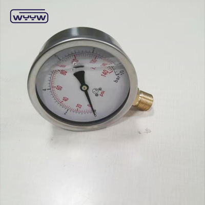 0-10 Bar Range Manometer μετρητής πίεσης με τύπο πετρελαίου Διαθέσιμο για να γεμίσει το πετρέλαιο και κάτω πίσω τοποθέτηση