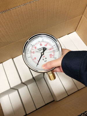 Ανοξείδωτο ατσάλινο μανόμετρο υγρού με διπλή κλίμακα και ακρίβεια 1,6%