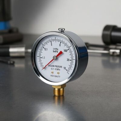 4-ιντσών (100mm) Chrome Case Vacuum Pressure Gauge με εύρος -0.1~0MPa για ακριβή μέτρηση κενού