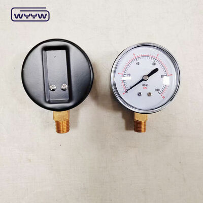 Μετρητής πίεσης κάψουλας 63mm 100 mbar μαύρη ατσάλινη θήκη για αέριο με βάση στο κάτω μέρος