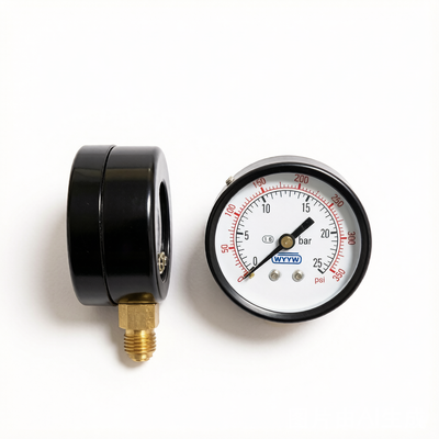 Black Aluminum Pointer Type High Pressure Gauge Measuring Instruments Operating Between Minus 40 Degrees Celsius And 80 Degrees Celsius